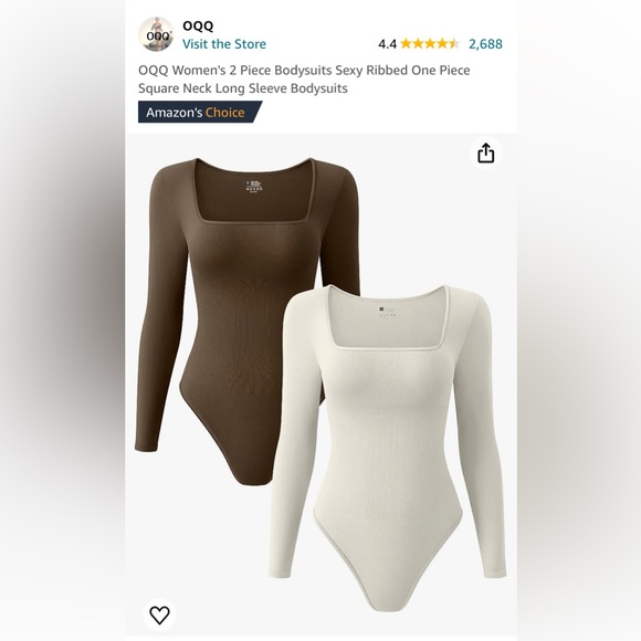 OQQ Women’s Long Sleeve Ribbed Bodysuit - Picture 6 of 6